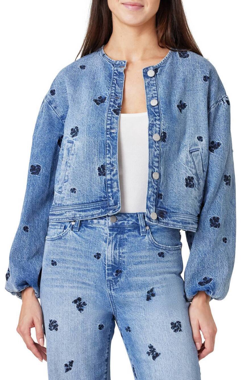 NEW HABITUAL collarless embroidery jacket in dainty floral